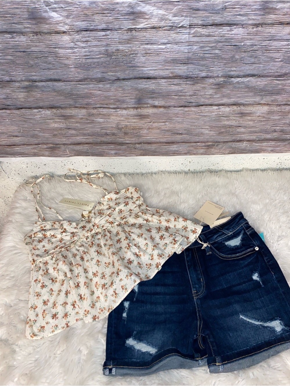 Thirty Thirty Floral Print Cropped Peplum Tank Top